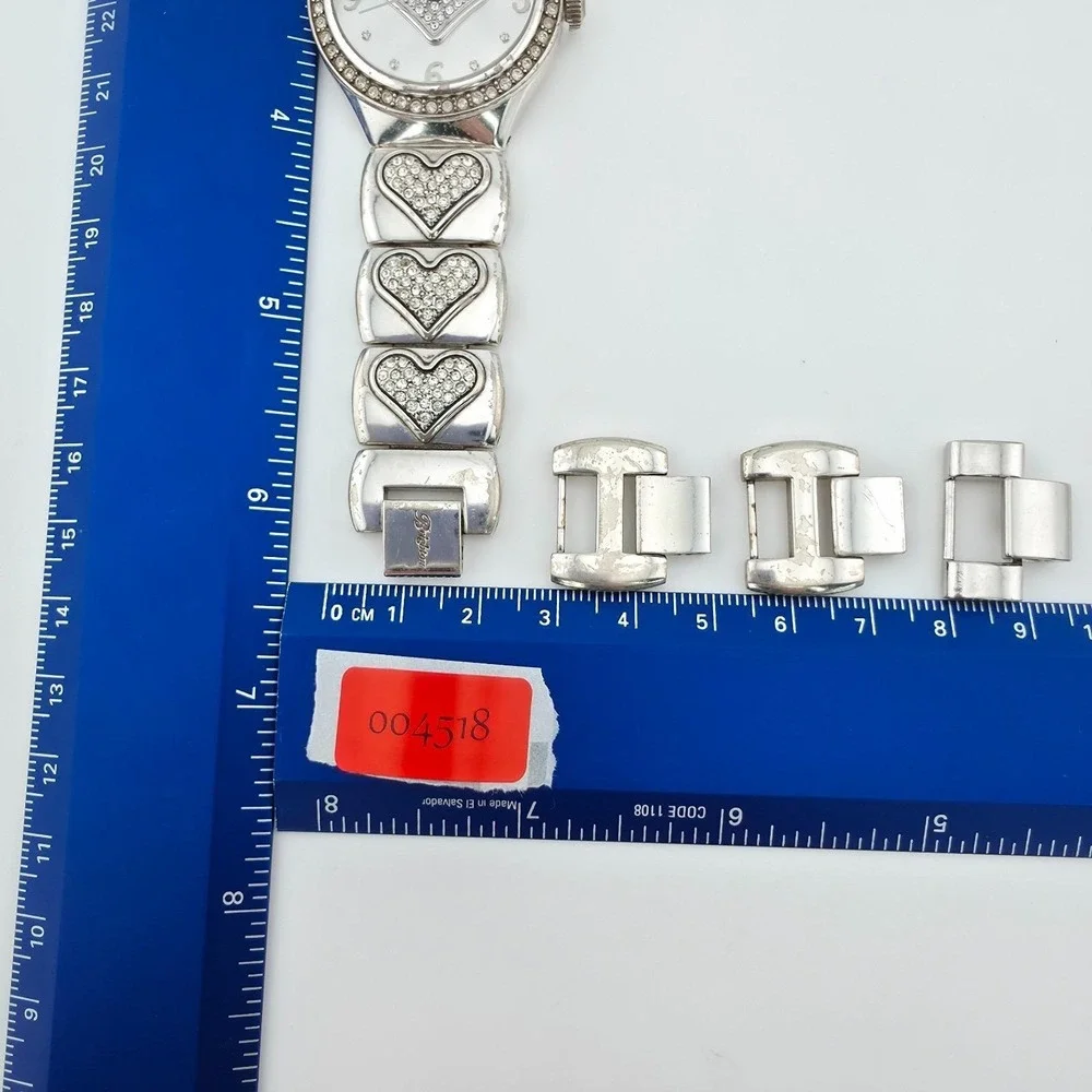BRIGHTON 'Huntington Beach' Watch SWAROVSKI Crystal Heart Silver Plate 7.75